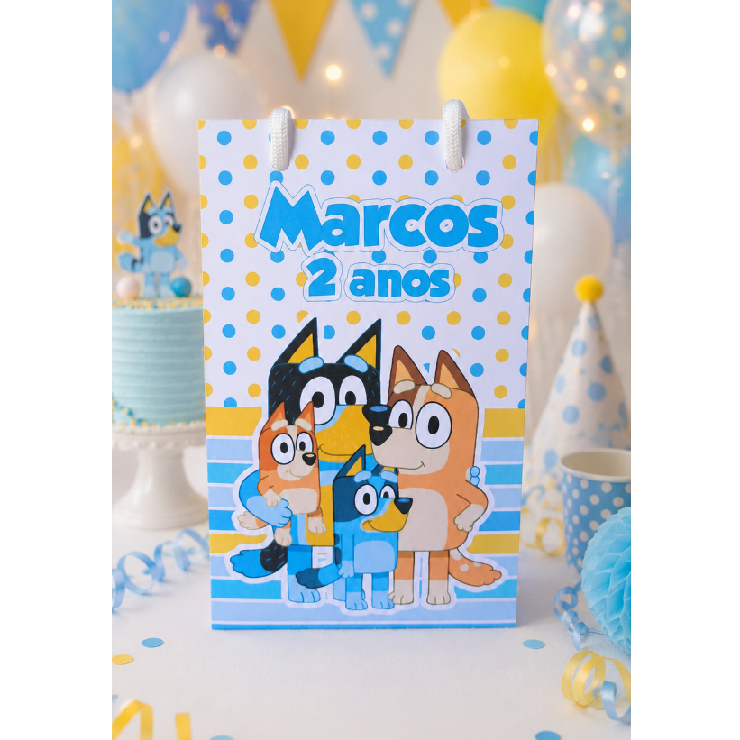 PEGUE E MONTE - Sacolinha Surpresa Personalizada BLUEY (menino) - Com Alça