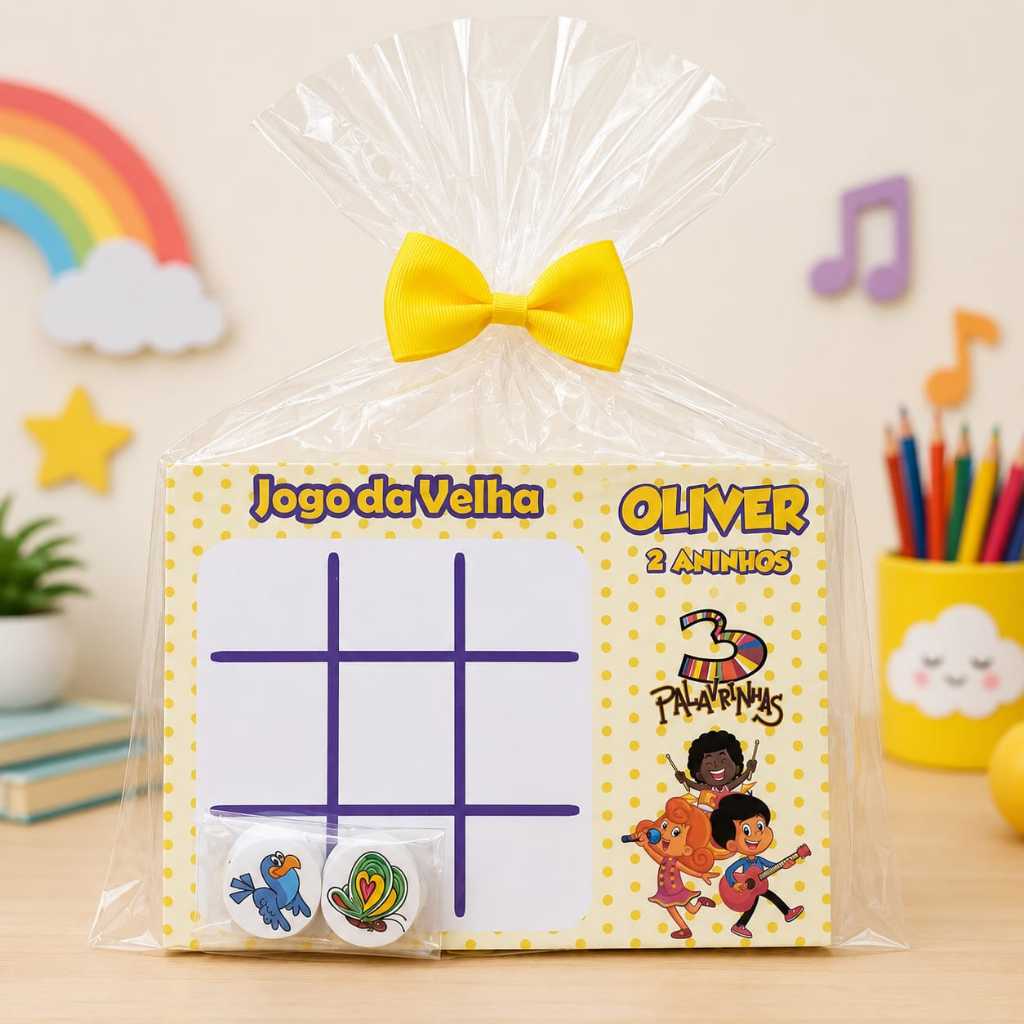 10 Jogos da velha Personalizados e Embalados- Lembrancinha de aniversário tema 3 Palavrinhas / Lembrancinha infantil