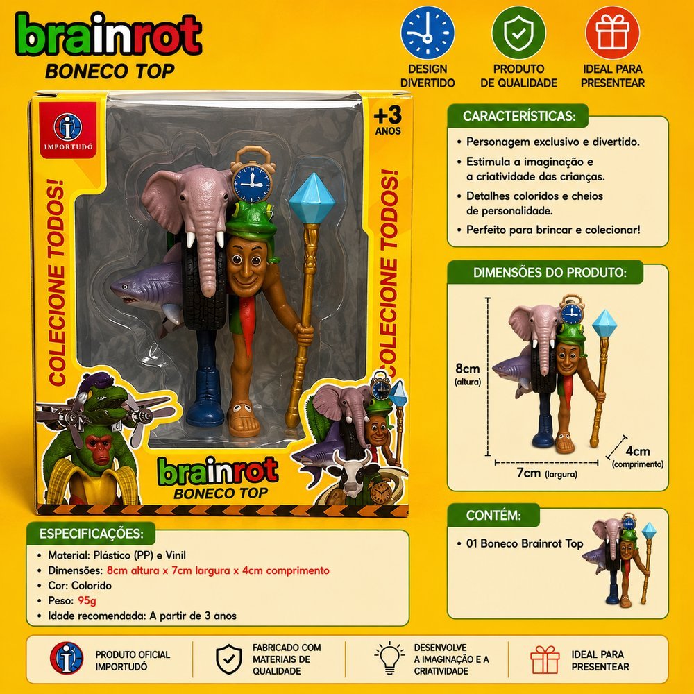 Boneco Brainrot Personagens TikTok Roblox Viral Brinquedo Infantil Decoração Engraçados Presente Criança