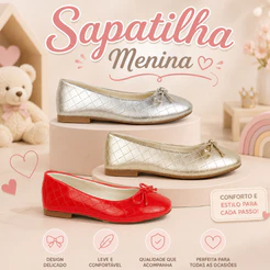 Sapatilha Infantil Meninas Boneca Confortável Feminina Clássica Blogueirinha