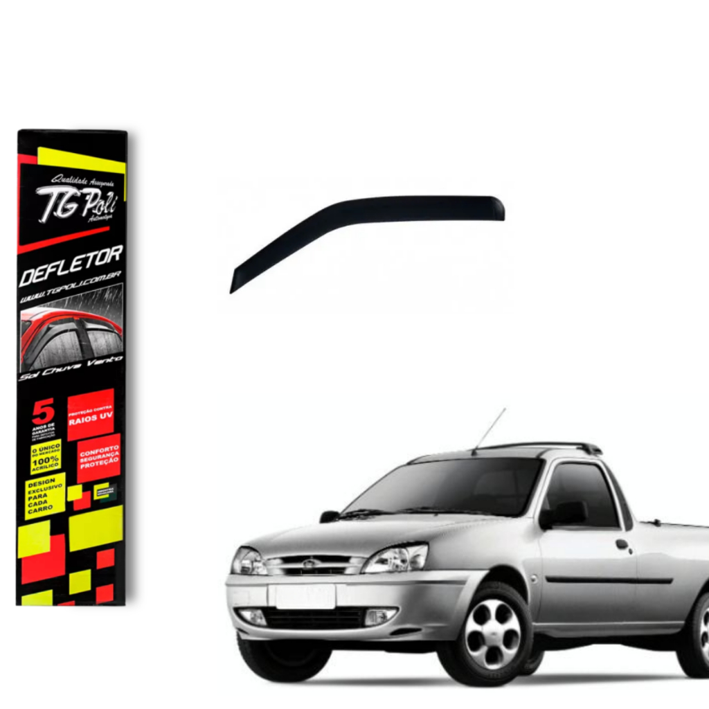 Calha de Chuva Ford Fiesta Hatch 1996 a 2003 2 Portas TG Poli Defletor Portas Protetor Janelas Fumê