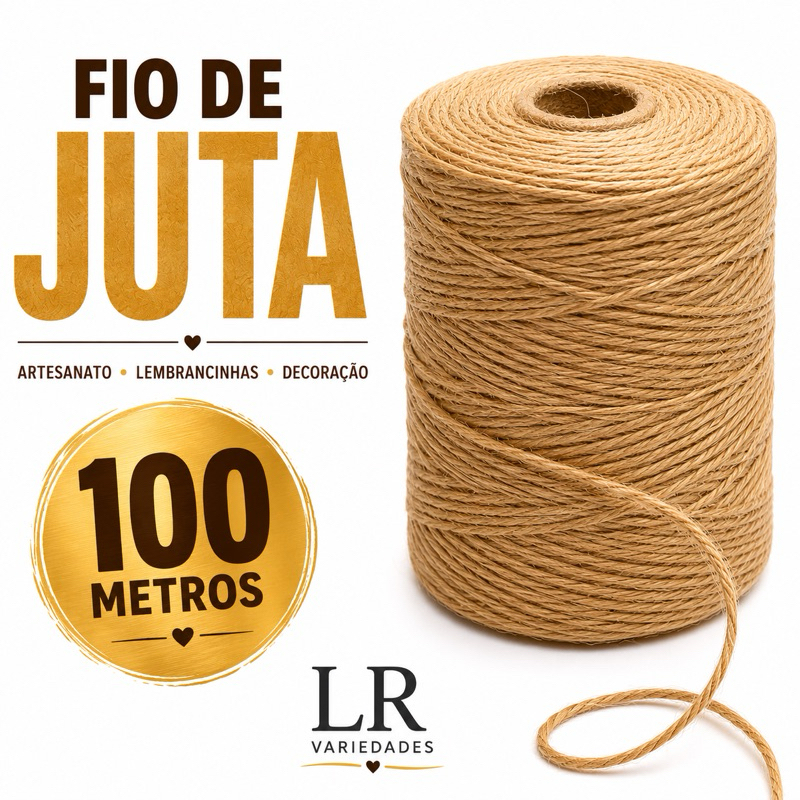 Fio De Juta 100 Metros  para Lembrancinha Artesanato Tag Corda Cordão Crochê