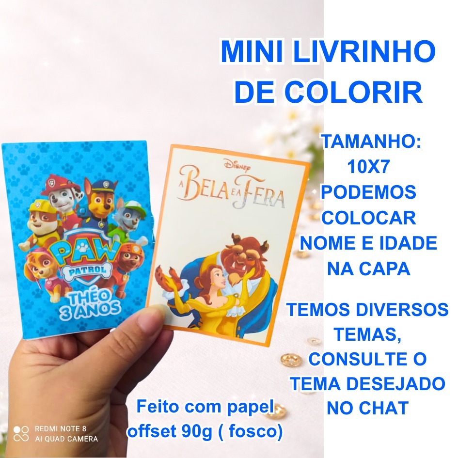 Mini Livrinho de Colorir Personalizado Lembrancinha Infantil Aniversário Festa Personalizada