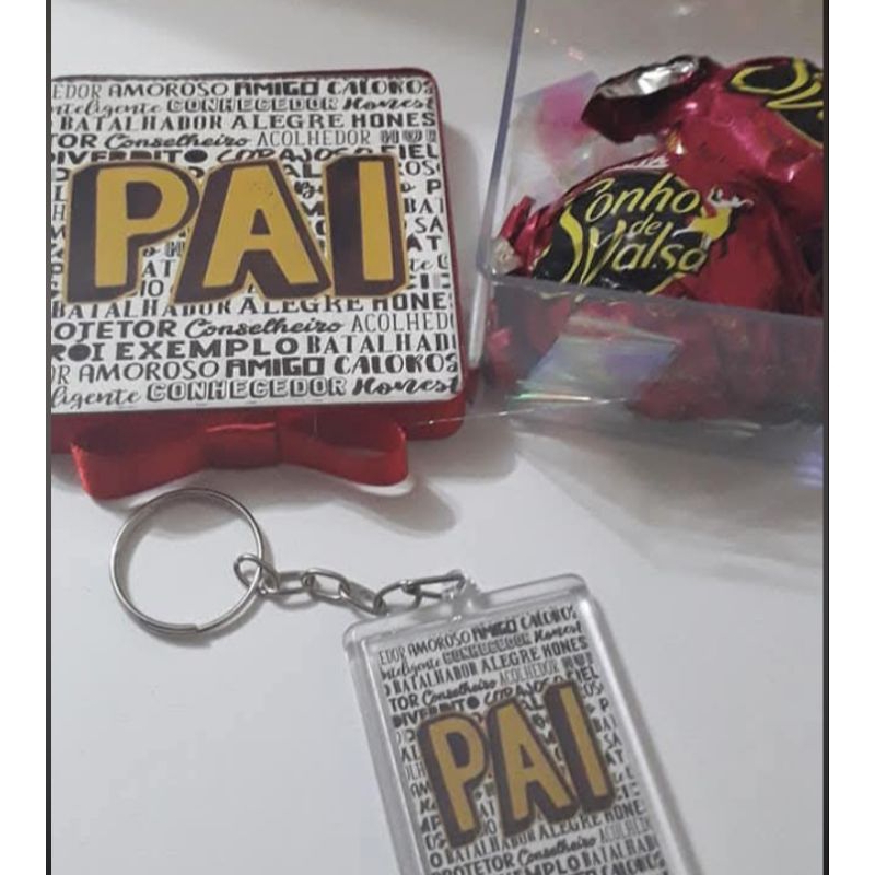 kit dia dos pais personalizado caixinha +chaveiro+ bombons.
