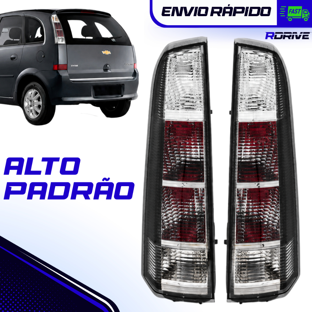 Par Lanterna Traseira Meriva 2002 a 2012 Fumê Cristal Sinaleira Encaixe Original | Alta Qualidade
