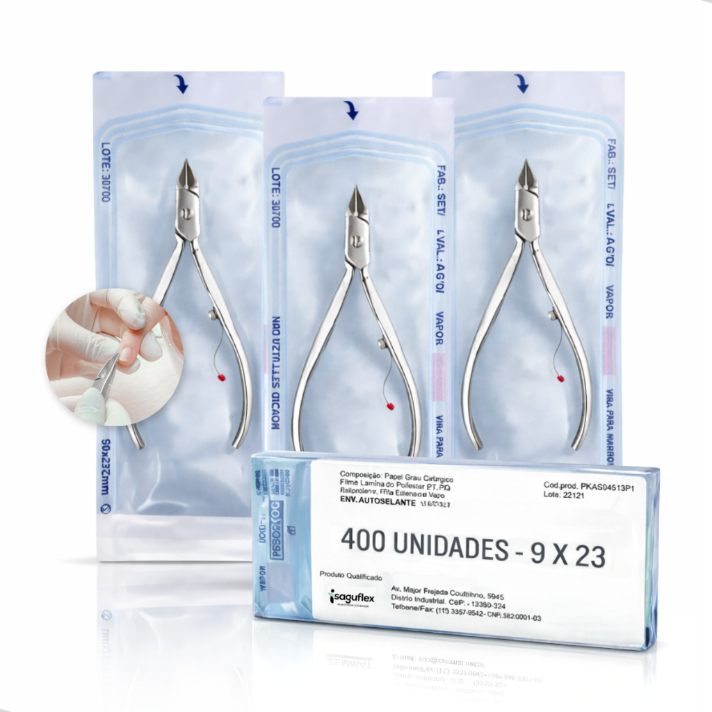 Kit 400 unidades Envelope Esterilização Alicate  Cuticula Autoclave 9x23 cm Manicure Pedicure