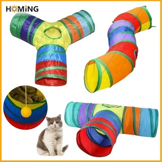 Túnel Colorido Gato Interativo Cachorro Labirinto Dobrável Pet Playground Toca Brinquedos Gatos