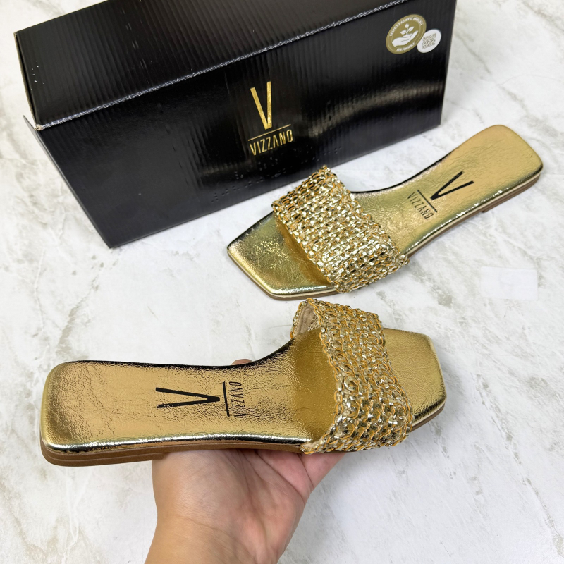 Sandália Rasteirinha Feminina Vizzano Bico Quadrado Confortável Leve Plana Moda Verão