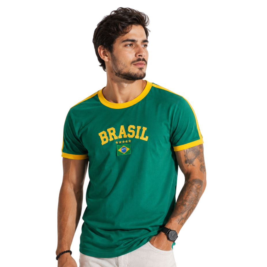Blusa Do Brasil Bandeira Bordada Unissex - Verde