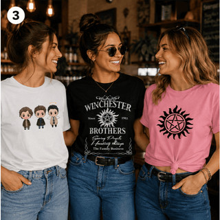 Kit 3 Camisetas Femininas Supernatural 100% Algodão Estampas Premium Série