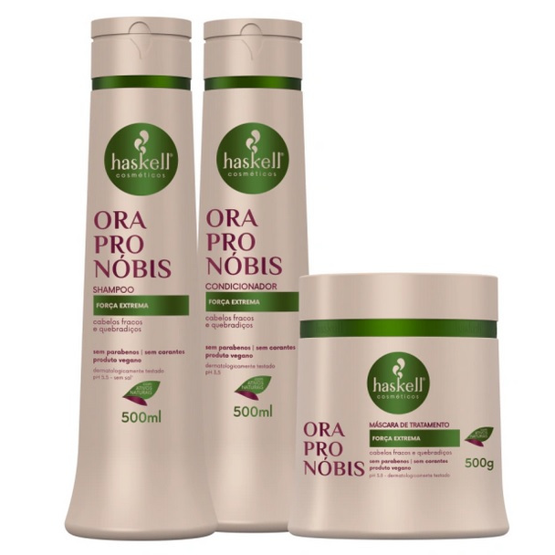 Kit Ora-pro-nóbis Shampoo, Condicionador e Mascara 500ml (3 itens)