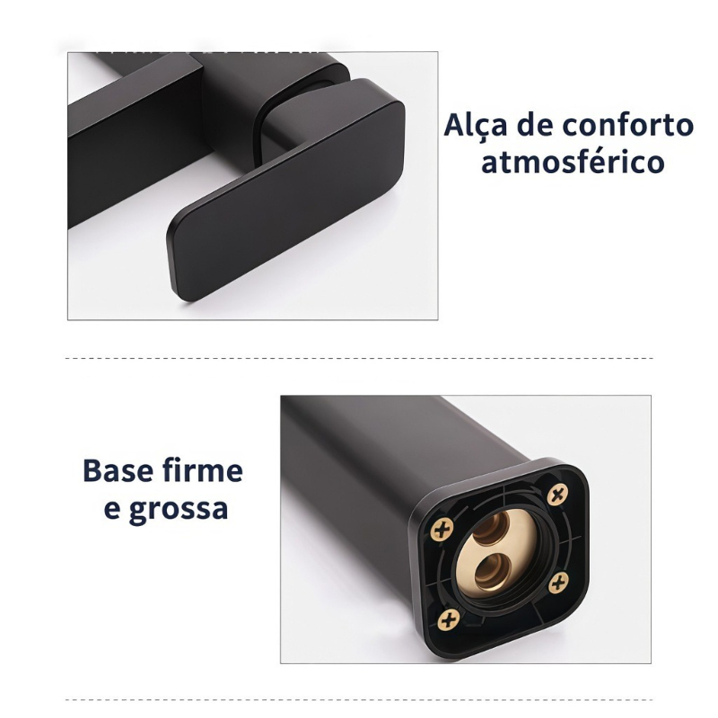 Torneira de Banheiro Lavabo cuba Preta Luxo Metal Cromada Moderna Cuba Fosco Inox Quadrada — imagem 2 de 2