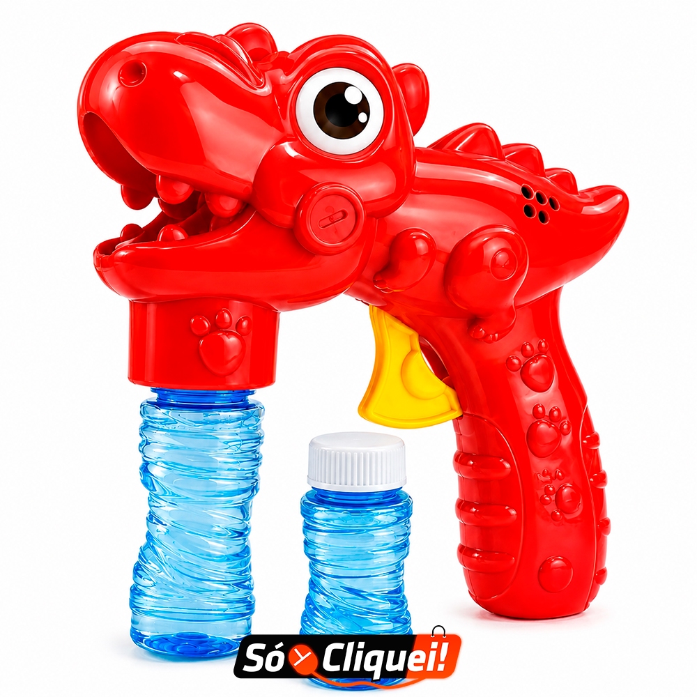 Lançador de Bolhas Dinossauro e Unicórnio Infantil com 2 Refis de Sabão Brinquedo Divertido