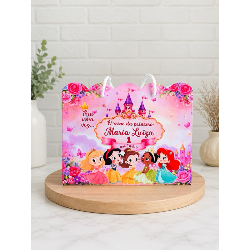 SACOLINHA PEGUE E MONTE DAS PRINCESAS E PRÍNCIPES PERSONALIZADA COM NOME E IDADE- LEMBRANCINHA PARA FESTA- ANIVERSÁRIO