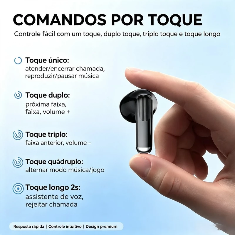 Fone de Ouvido Sem Fio Bluetooth 6.0 TWS 9D com Microfone — foto 8