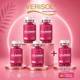 Kit 5 Potes de Suplemento Colágeno Verisol Hidrolisado Premium para Rejuvenescimento da Pele