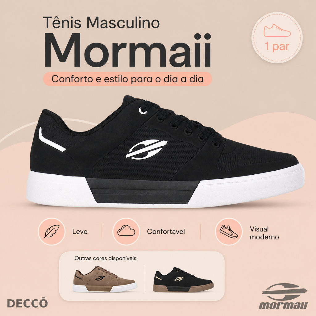 Tênis Mormaii Urban Pulse Masculino Casual Urbano Confortável Para Dia a Dia