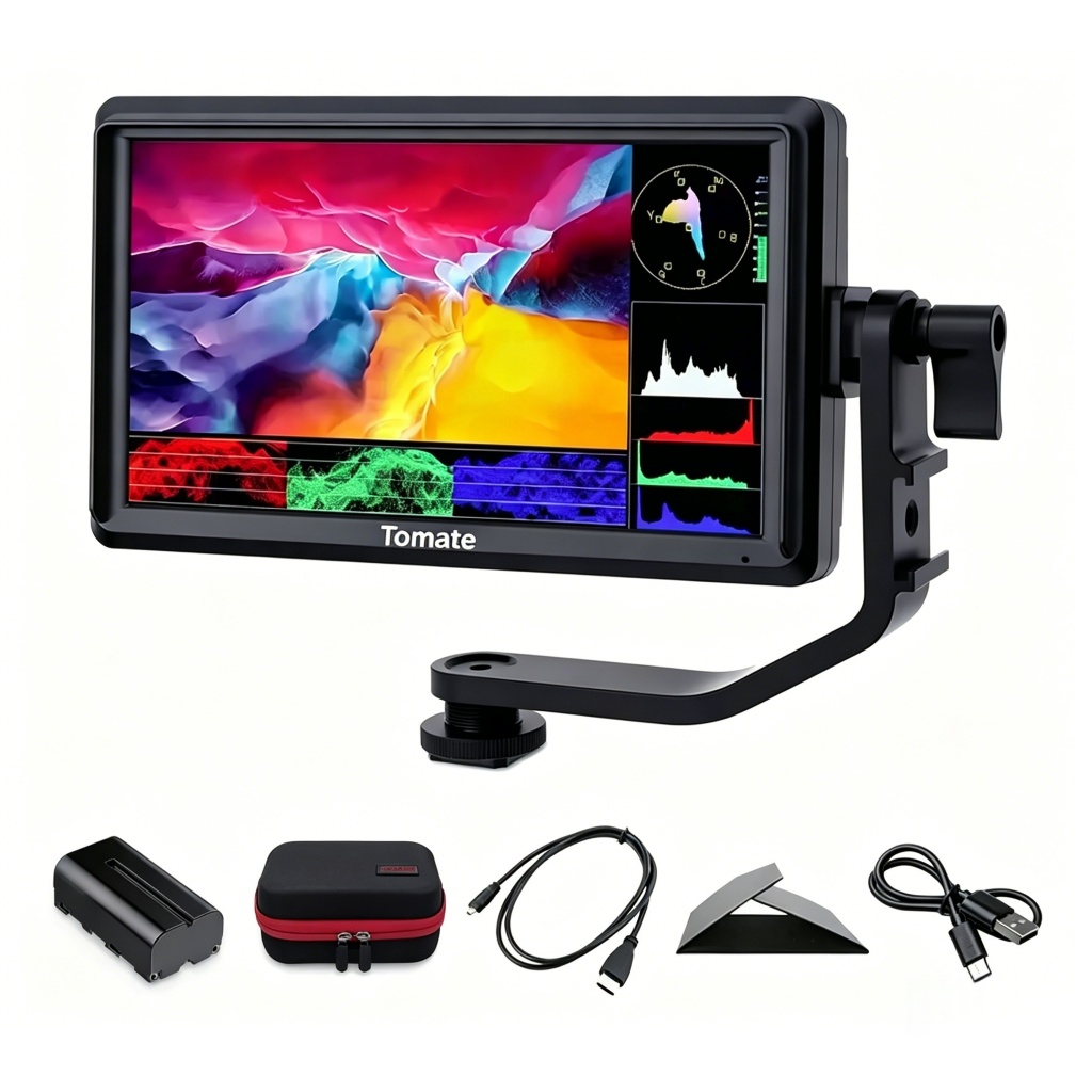 Monitor De Câmera Tomate MTM-F55 5.5 Polegadas 1600 Nit HD 4K HDMI Touchscreen +