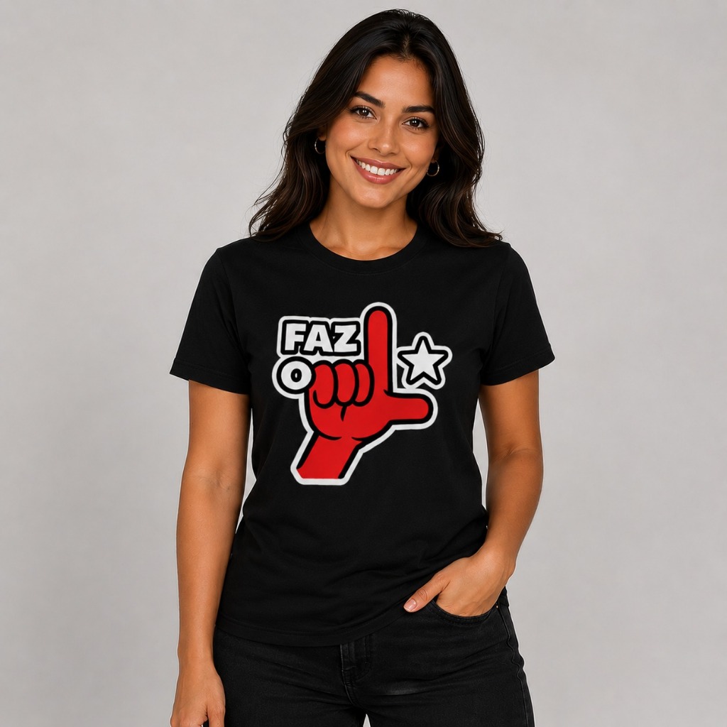 Camisa Camiseta Feminina Blusa T-Shirt Algodão Estampada Faz o L Estrela Tendência Lançamento