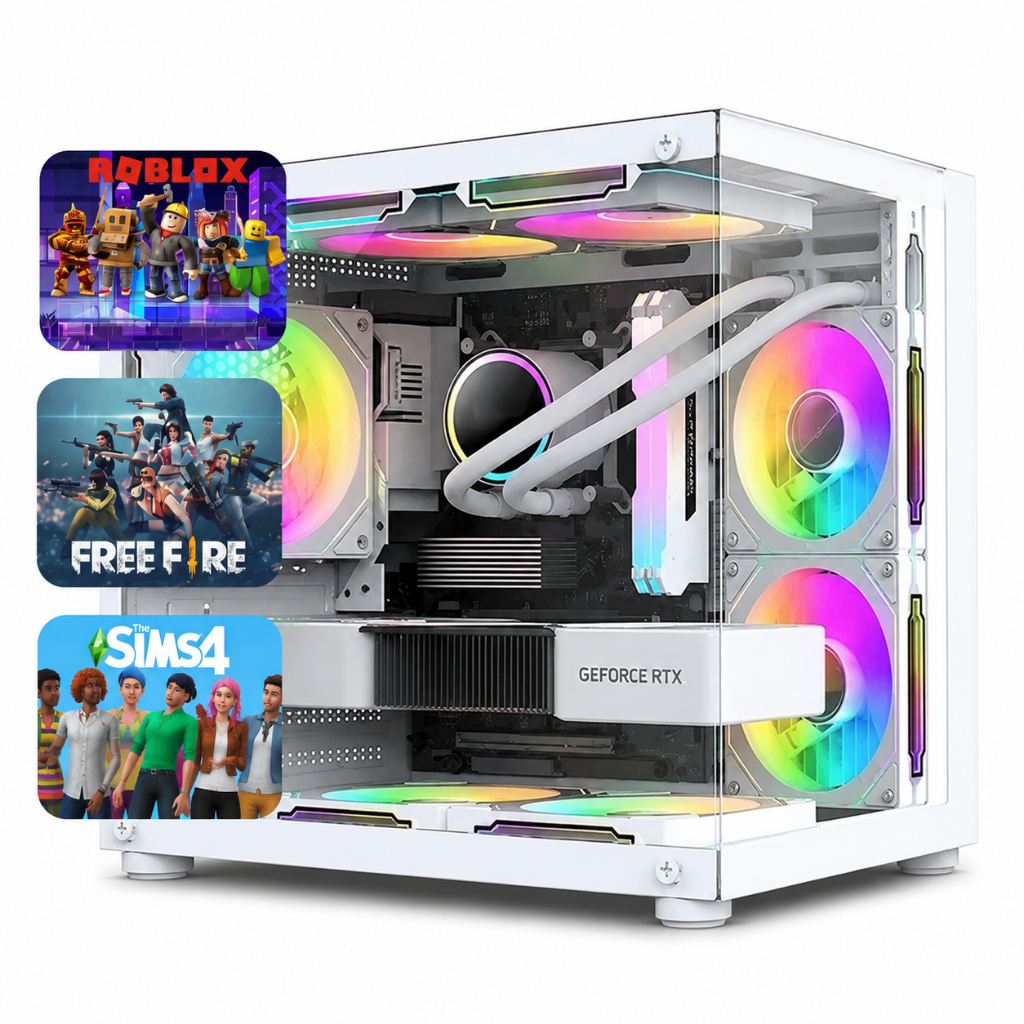 PC Gamer Branco Intel i7 Placa de vídeo RX 550 Potente Memoria Ram 16GB SSD 240GB