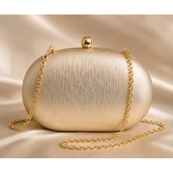 Bolsa de Festa Oval Clutch Metalizada Lisa Casamento Madrinha Oferta