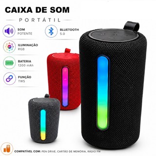 Caixa De Som Bluetooth Portátil Led Rgb 31BTL 33BTL Alto Falante Multimídia Fm P2 Usb 15w…