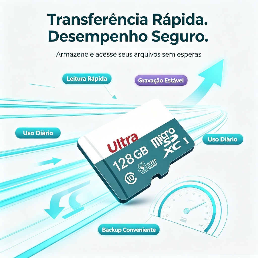 Cartão MicroSD 16GB/128GB/256GB/512GB/1TB Ultra Classe 10 – Alta Velocidade p/ Câmera CFTV e Drone