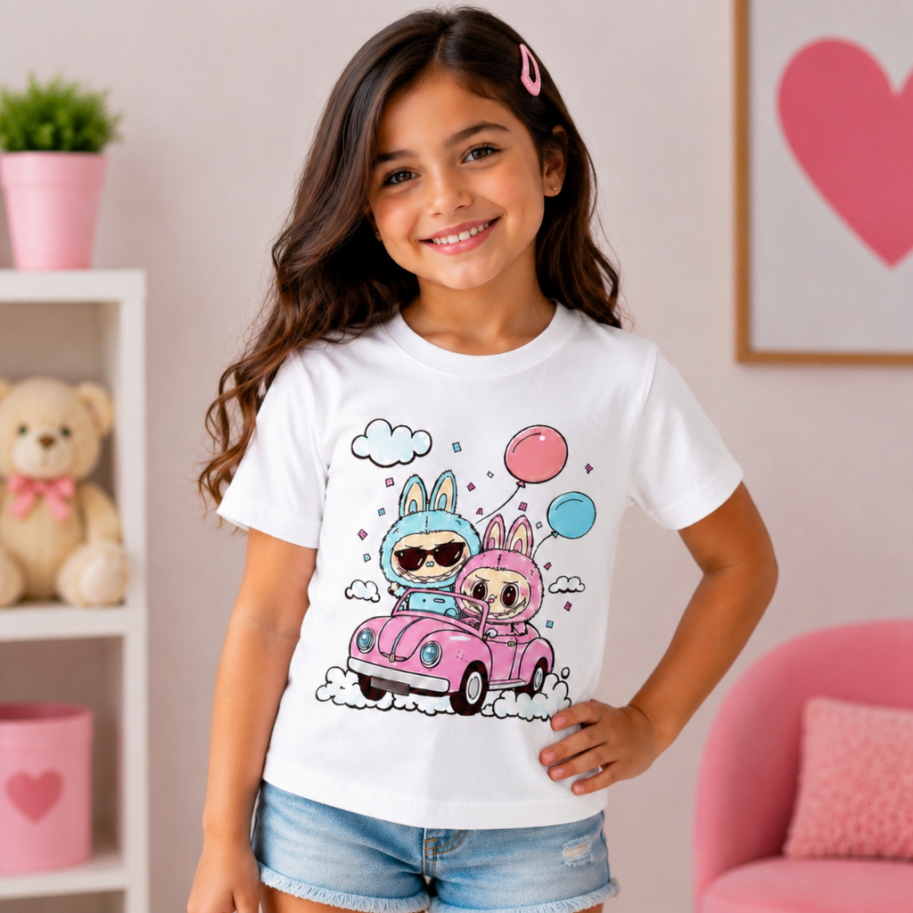 Camiseta Infantil Coelhinho Divertido Unissex – Camiseta Estampada Varias Cores  Algodão Confortável