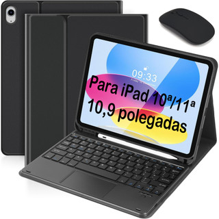 Kit Capa Antiqueda + Teclado Bluetooth ABNT2  com "Ç" + Mouse para iPad 11 A16 / 10ª Geração 10,9 A3354 A3355 A3356