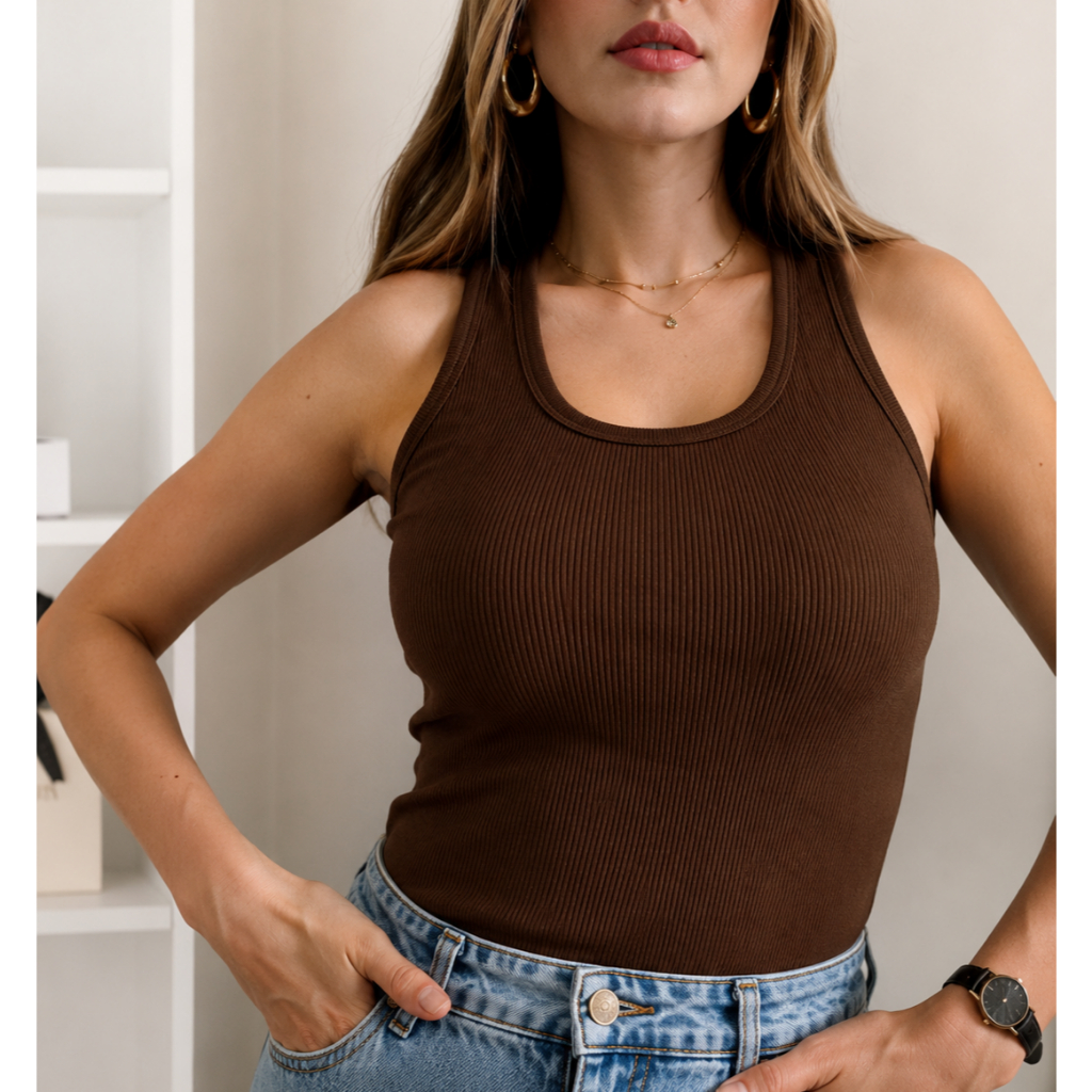 Regata Feminina Canelada Blusinha Básica Algodão cropped tecido fresco