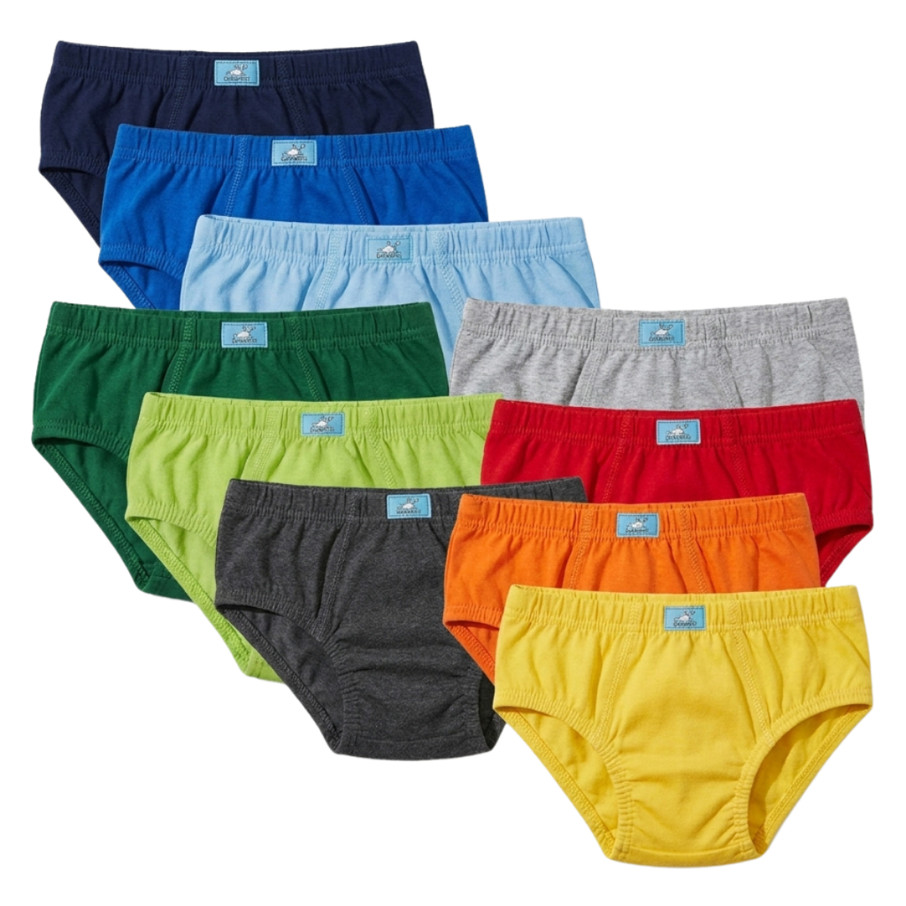 Cueca Infantil 100% Algodão Menino cueca masculina infantil menino Slip Lisas Kit 10-05 P M G GG