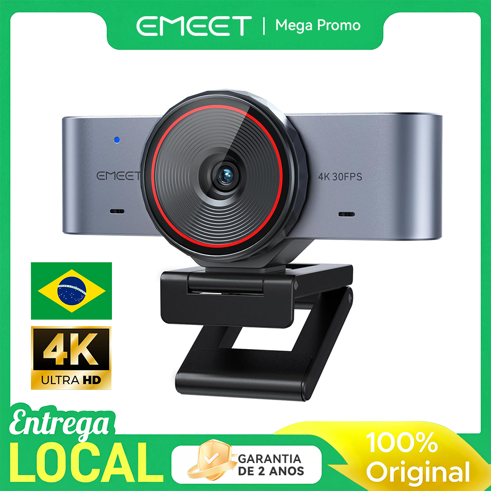 Webcam 4K EMEET C960 Ultra PC e Mac, Sensor 1/1.5", Corpo Metálico, Autofoco 0.2s, 2 Mics, Stream e Reuniões