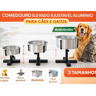 Comedouro Ajustável Elevado Para Cachorro e Gato Suporte Regulável Antivômito 3 Alturas
