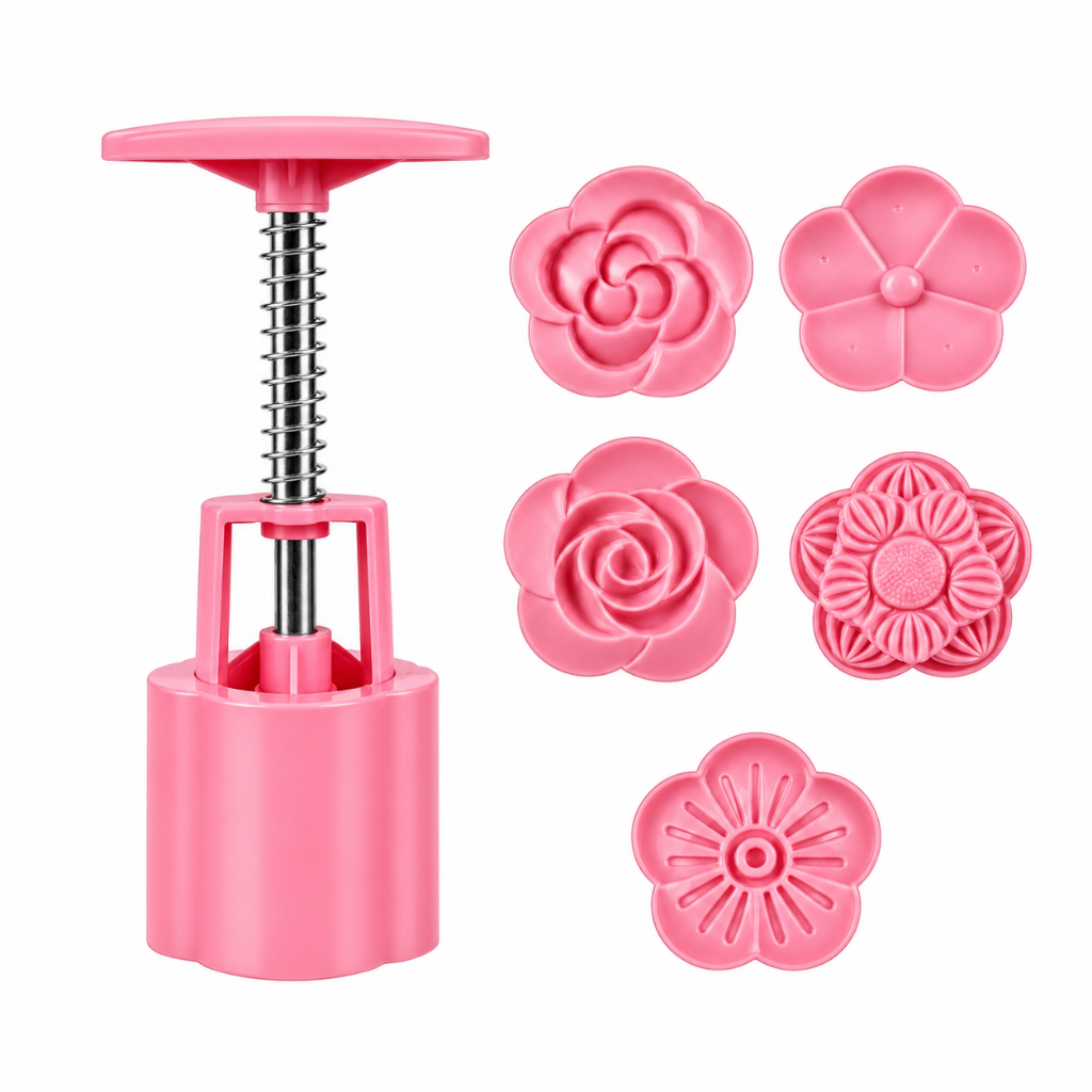 Kit Molde Flores Ejetor Para Doces Massas Biscoito Rosa Festa Infantil Docinho