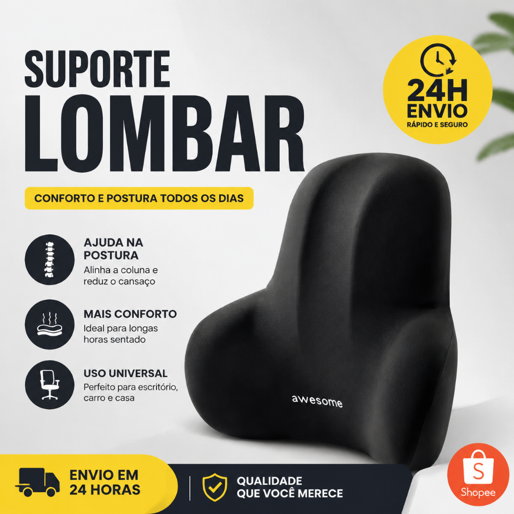 Apoio Lombar Almofada Corretor Postura Suporte Coluna Cadeira