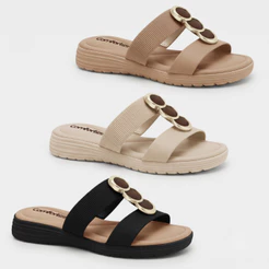 Chinelo Sandália Feminina Comfortflex Slide Rasteira Conforto Elástico Casual