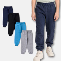 Kit 3 Calças de Moletom Infantil Unissex com Punho Menino e Menina Uniforme Escolar Tamanhos 1 ao 14