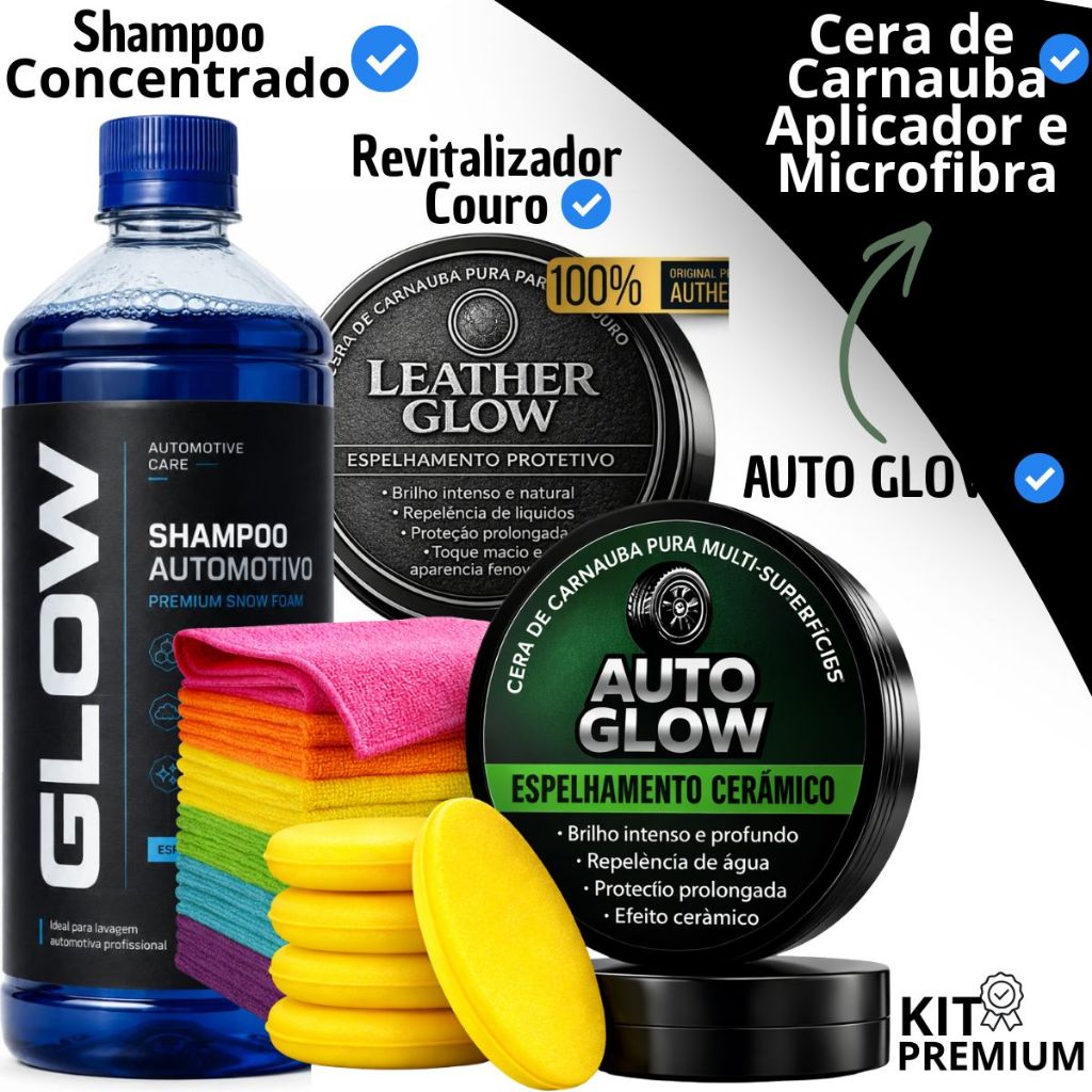 KIT LAVAGEM COMPLETA SHAMPOO E CERA TOQUE FINAL REVITALIZADOR INTENSIVO AUTO GLOW EFEITO SNOW FOAM