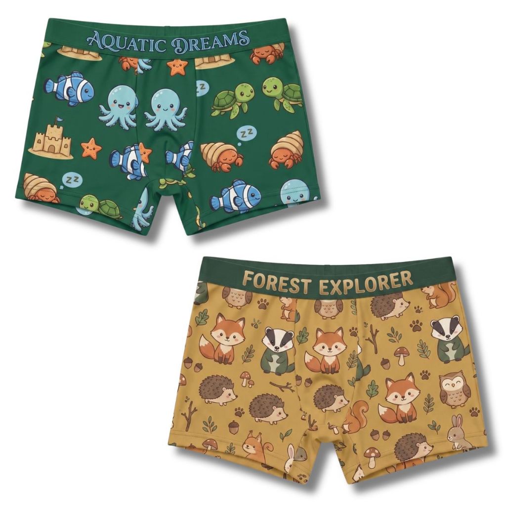 Kit 2 Cueca Boxer Menino Infantil Personagens Divertidos Cuecas Estampadas Conforto Garoto