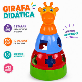 Brinquedo Educativo Girafa de Encaixar brinquedos pedagogicos Brinquedos Educativos Para Bebê