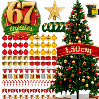 Árvore Natal Pinheiro 150cm Enfeitada Decorada Promoção Luxo Nevada Verde Estrela Pisca LED 1,50m