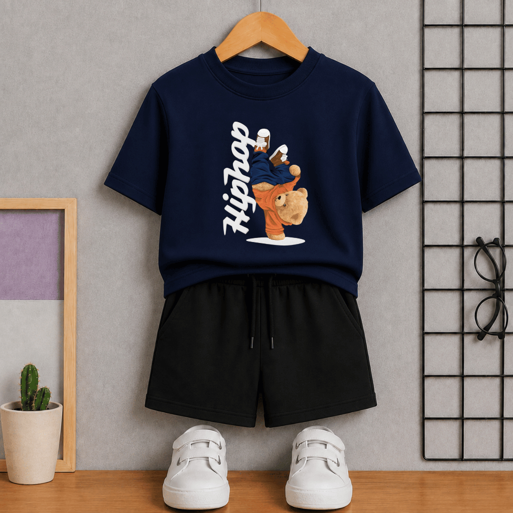 Conjunto Infantil Estiloso Masculino Algodão Macio Confortavél 2 ao 12 Camiseta + Bermuda