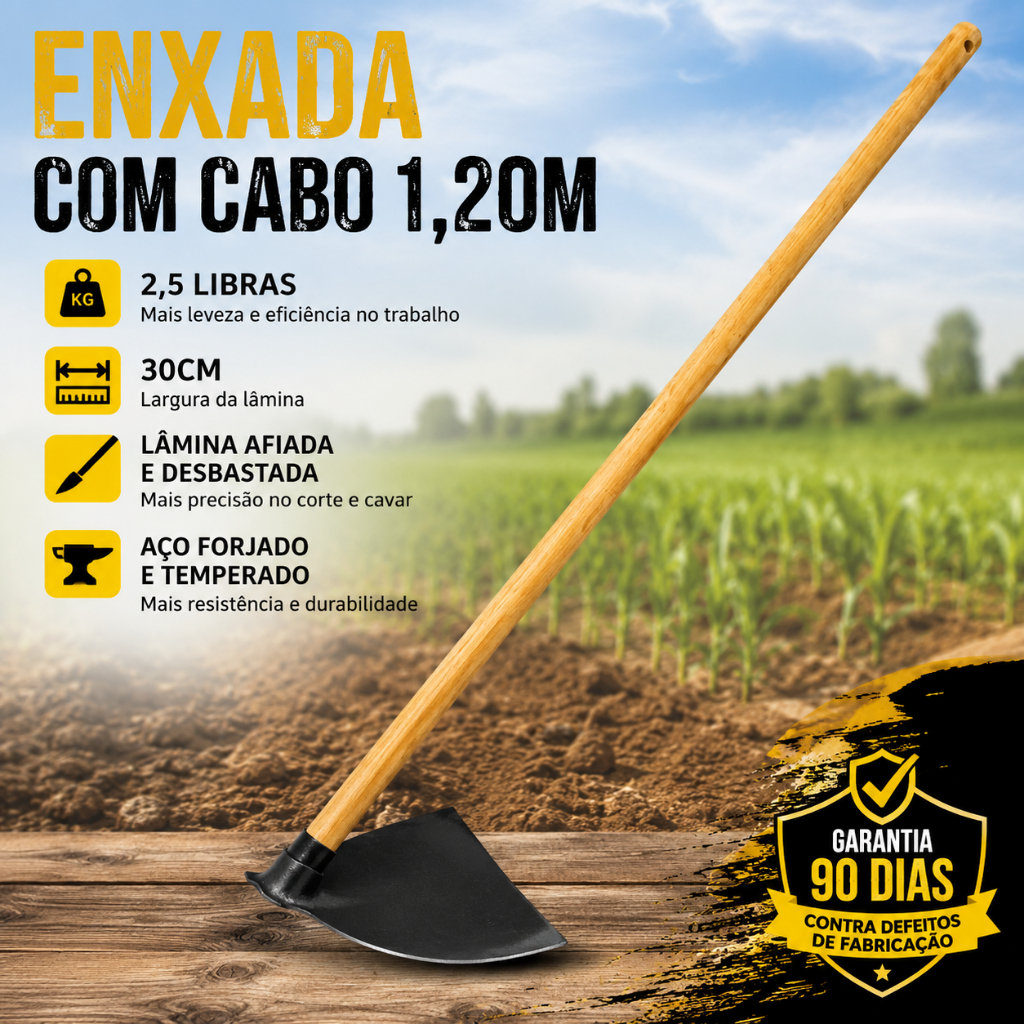 Enxada Norte Larga 2,5Lb Cabo Torneado 1,20M Top - Paraboni
