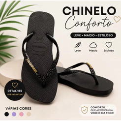 Chinelo Feminino com detalhe Glitter Leve Confortável Para o Dia a Dia Delicado