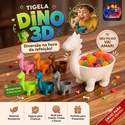 Tigela De Dinossauro Infantil Porta Snacks E Frutas (varias cores) 12 CM