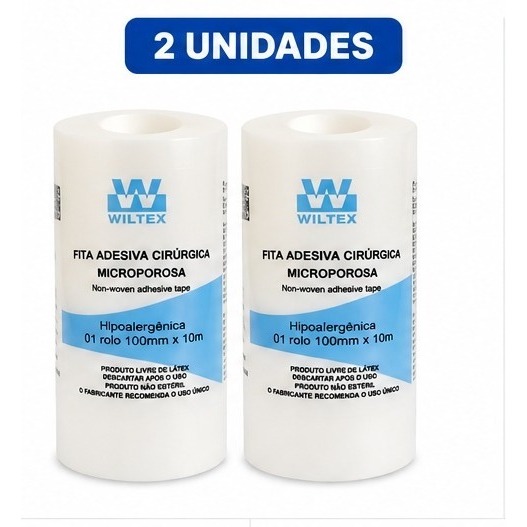Kit 2 Fita Microporosa Cirúrgica Branca 10cm X 10m - Wiltex
