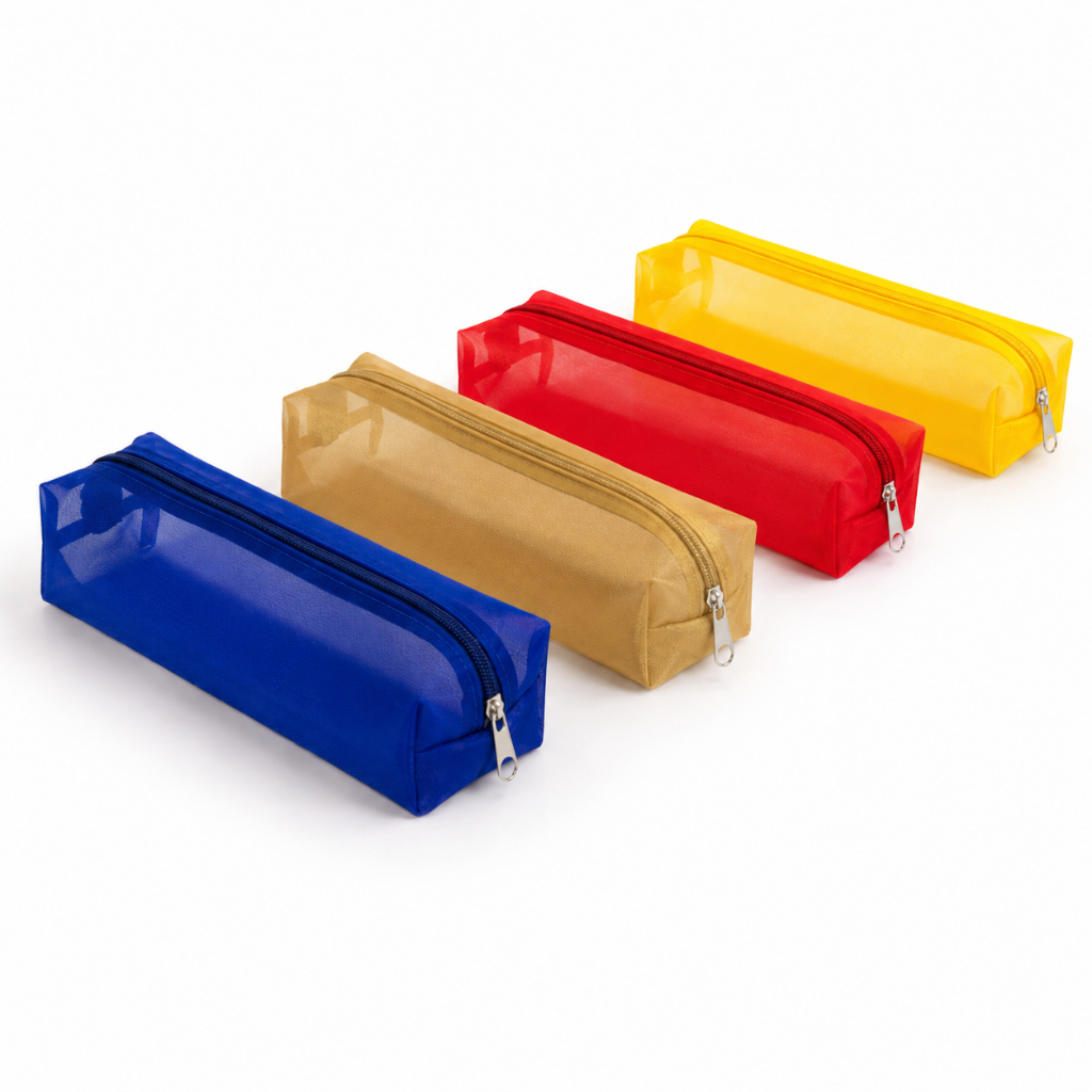 Estojo Necessaire Em Tela Resistente - Diversas Cores estojo escolar em tela vazada transparente