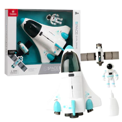 Brinquedo Infantil Playset Nave Espacial Efeito Lança Fumaça Com Luz Som e Satélite - Castela