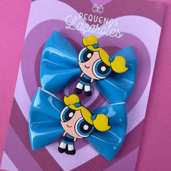 Parzinho de Laço Infantil Meninas Super Poderosas cabelo presilhas Docinho Lindinha Florzinha