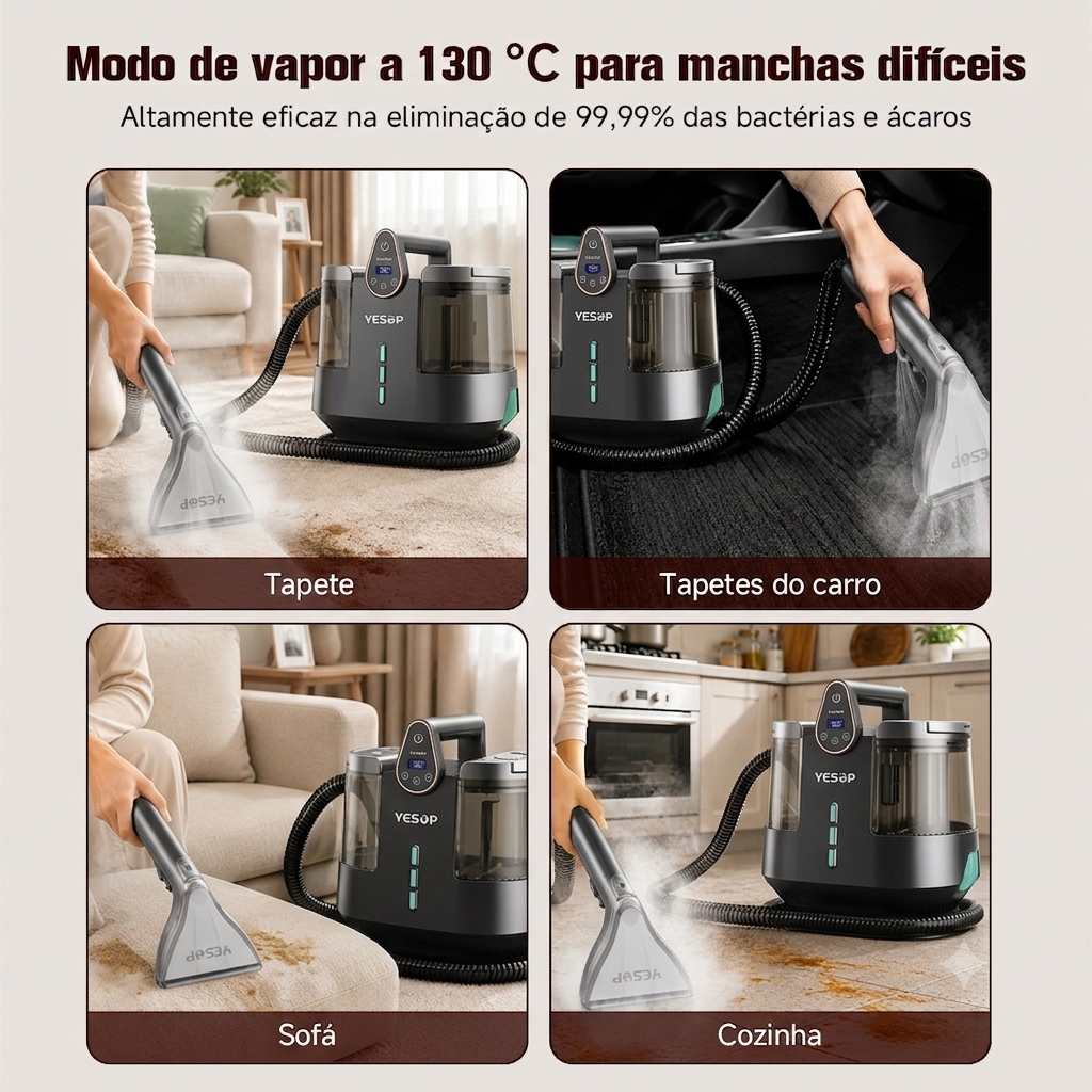 YESOP Extratora de Sujeira Aspirador a Vapor 1700W 13kPa Limpador Sofá Tapetes e Estofados · foto 2